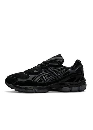 Мужские кроссовки asics gel - nyc all black gray (асискс гел )