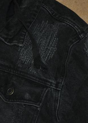Primark мужская черная рваная джинсовка джинсовая куртка праймарк4 фото