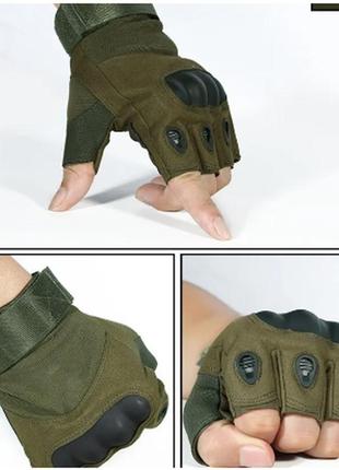 Военные тактические перчатки на половину пальца green.3 фото