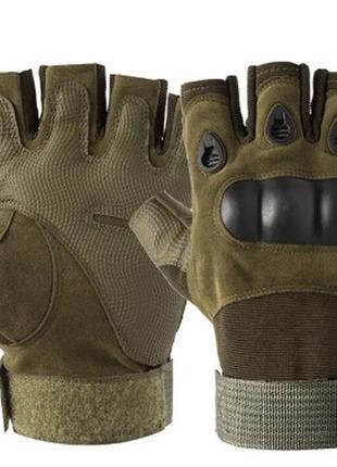 Военные тактические перчатки на половину пальца green.1 фото