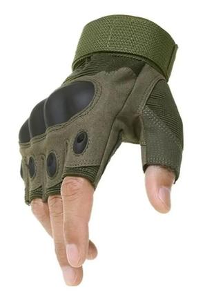 Військові тактичні рукавиці на половину пальця green.2 фото