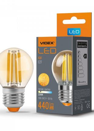 Led лампа videx filament g45fa 4w e27 2200k бронза