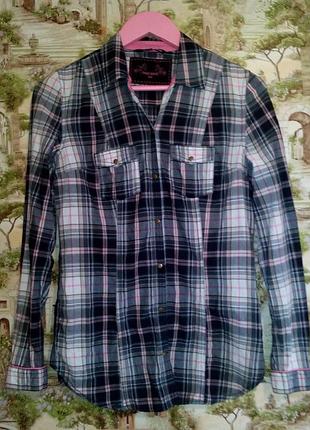 Рубашка в клетку хлопок- подарок при покупке одной вещи!