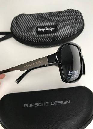 Чоловічі сонцезахисні окуляри porsche design з поляризацією polaroid антиблікові чорні модні закруглені очки каплі5 фото