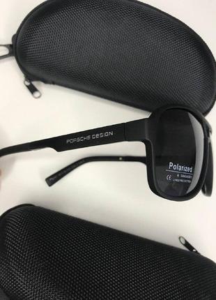 Чоловічі сонцезахисні окуляри porsche design з поляризацією polaroid антиблікові чорні модні закруглені очки каплі2 фото