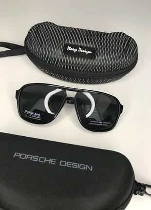 Чоловічі сонцезахисні окуляри porsche design з поляризацією polaroid антиблікові чорні модні закруглені очки каплі6 фото
