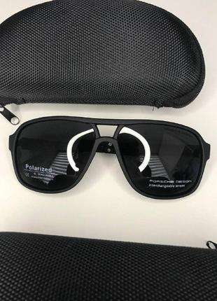 Мужские солнцезащитные очки porsche design с поляризацией polaroid антибликовые черные модные закругленные