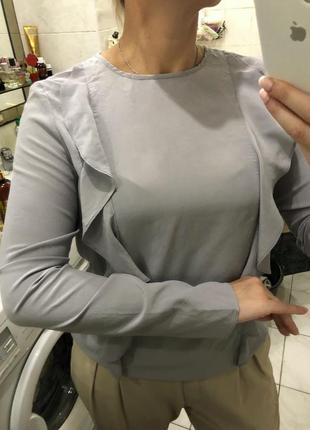 Шелковая блуза рюшки оборка,длинный рукав , h&m silk , оригинал