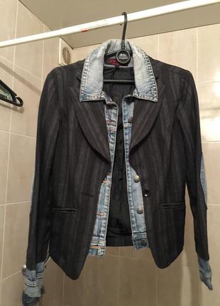 Пиджак комбинированный джинс + костюмная ткань4 фото