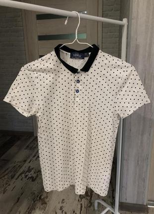 Футболка поло в горошек унисекс