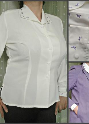 Изысканная кремовая блуза country casuals из шелка с нежной вышивкой