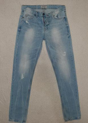 Выбеленные голубые рваные джинсы pull&bear р. 46 (31/32)3 фото