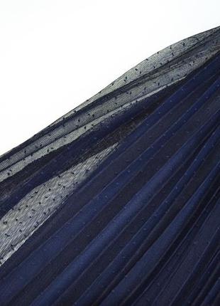 Нежная синяя юбка плиссе с кружевом по низу5 фото