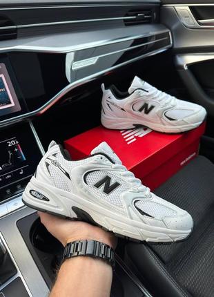 New balance 530 white black silver - кроссовки мужские белые7 фото