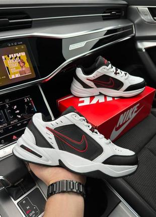 Nike air monarch black red - кроссовки мужские белые6 фото