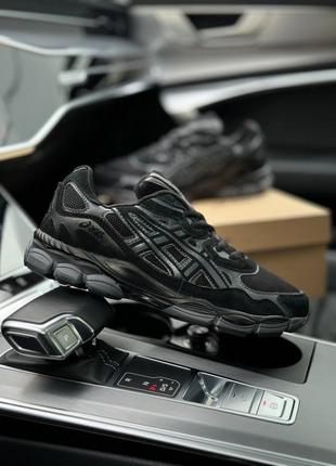 Asics gel - nyc all black gray - кроссовки мужские черные3 фото