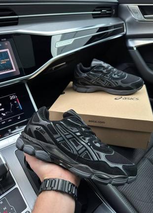 Asics gel - nyc all black gray - кроссовки мужские черные5 фото