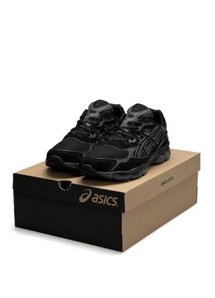Asics gel - nyc all black gray - кроссовки мужские черные10 фото