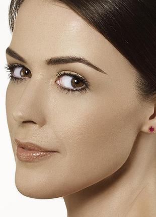 Золоті сережки-пуссети з натуральними рубінами