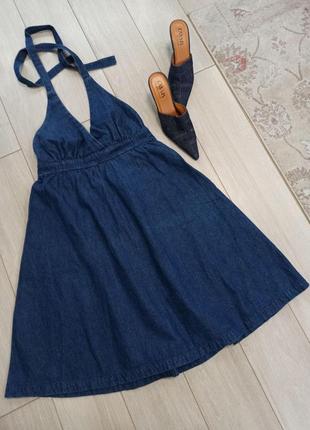 Сарафан плаття джинс щильний, темно-синій колір, sza sza португалія