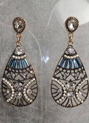 Серьги длинные с кристаллами