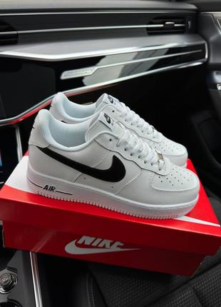 Nike air force 1 ‘07 low black white - кроссовки мужские белые7 фото