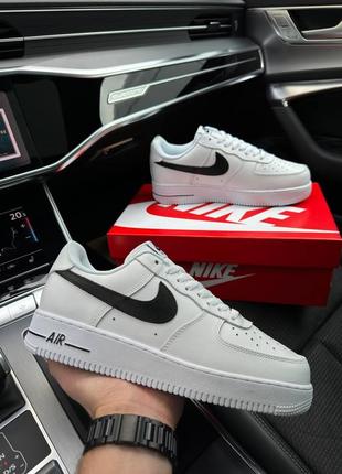 Nike air force 1 ‘07 low black white - кроссовки мужские белые5 фото