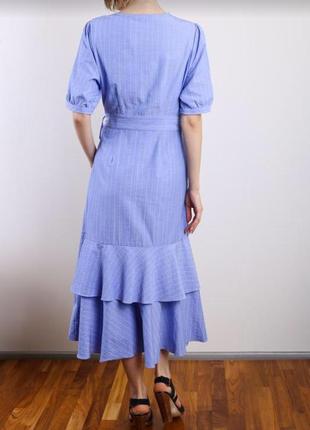 Синє плаття на запах and less2 фото
