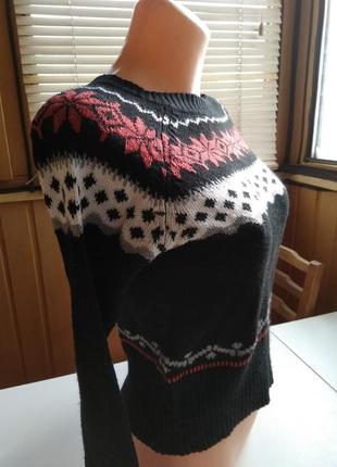 М'який чорний светр з оригінальним візерунком розмір s3 фото