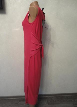 Длиное летнее платье в пол, розовый сарафан, сзади бант в обтяжку2 фото