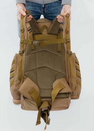 Армейский рюкзак тактический 70 л  + подсумок  водонепроницаемый туристический рюкзак. lm-610 цвет: койот7 фото