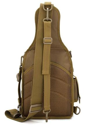 Качественная тактическая сумка, укрепленная мужская сумка рюкзак тактическая слинг. fk-495 цвет: койот2 фото