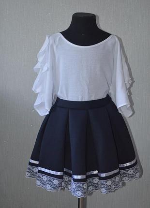 Дуже красива синя спідниця декоронава мереживом фірми alessja