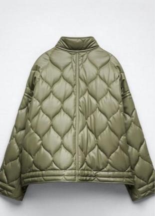 Zara куртка эко шкіра бомбер стьогана3 фото