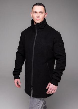 Куртка мужская кашемировая весенняя осенняя city черная ветровка удлиненная весна осень кашемир