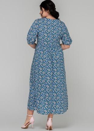 Стильное женское длинное платье в цветочек, для пышных форм5 фото