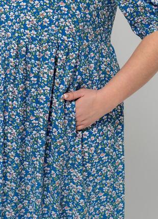Стильное женское длинное платье в цветочек, для пышных форм8 фото