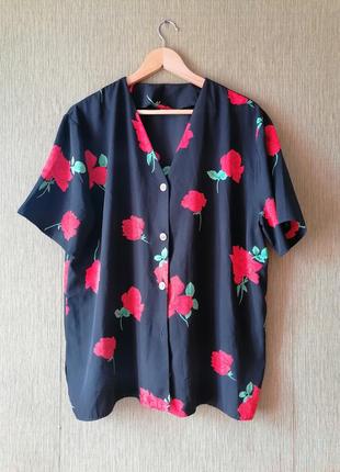 🌹винтажная рубашка в розы"в стиле dolce & gabbana 🌹топ в цветочный принт свободного кроя