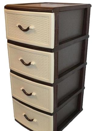 Комод пластиковий style (стиль) 4 ящики 90*38*46 (бежево-коричневий)