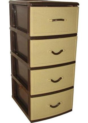 Комод на 4 ящики пластиковий ротанг бежево коричневий  efe plastics