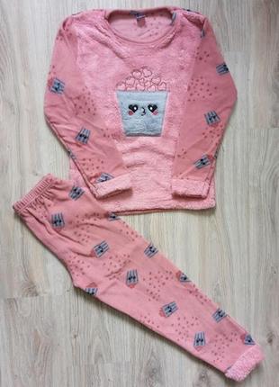 Підліткові теплі дитячі піжами фліс махра для дівчинки, 9-12 років, різні2 фото