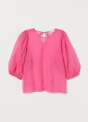 Ніжно рожева шикарна блузка з повітряними рукавами-ліхтарик h&m5 фото