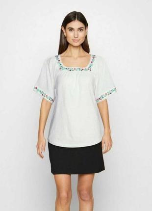 Романтична блуза вишиванка вільного крою m&s 100% cotton