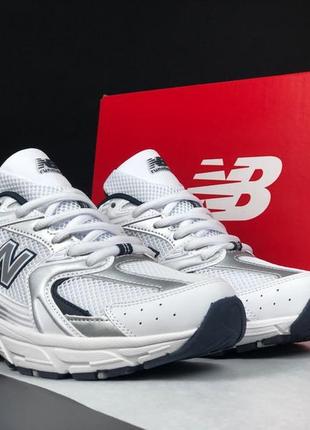 Чоловічі кросівки new balance 530 white blue silver нью беланс білого з сріблястим та синім кольорів4 фото