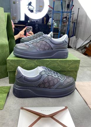 Кроссовки gucci gg trainer gray серые ob3822 фото