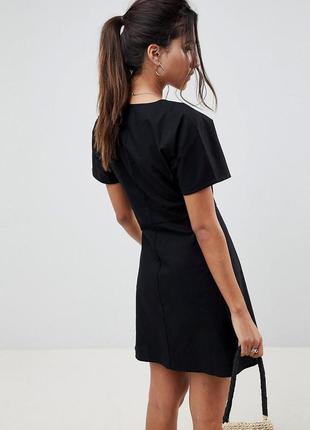 Asos асос платье рубашка чорное на пуговицах хлопковое базовое повседневное3 фото