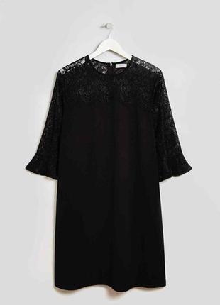 Papaya платье туника чёрное прямое трапеция с рукавом гипюр гипюровый большое батальное батал