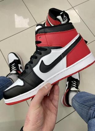 Кроссовки nike air jordan 1 red /white/black (топ качество)6 фото