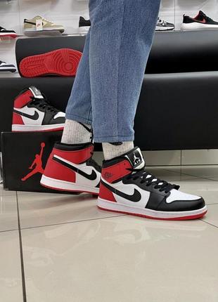 Кроссовки nike air jordan 1 red /white/black (топ качество)2 фото