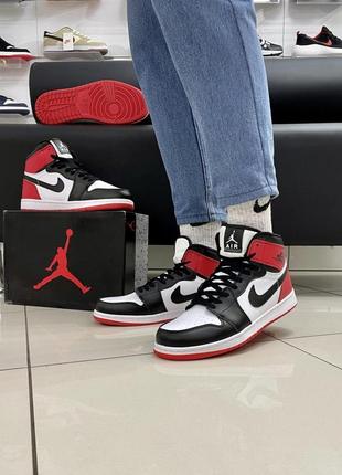 Кроссовки nike air jordan 1 red /white/black (топ качество)5 фото